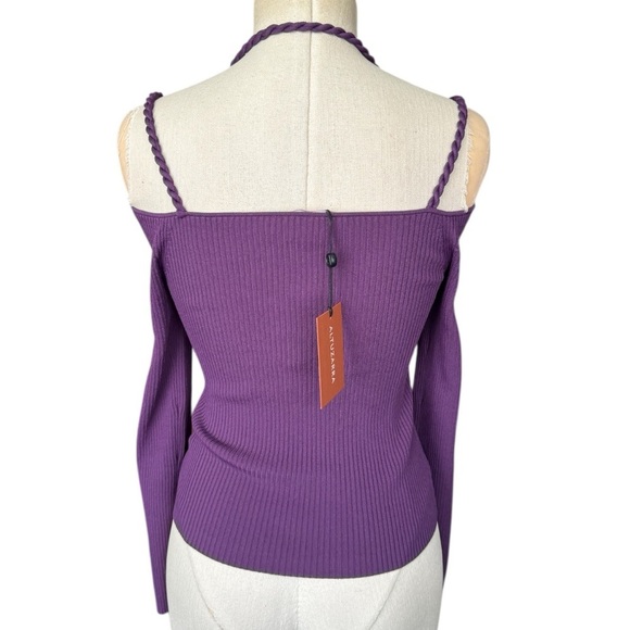 NWT Altuzurra Odin Cut-out Ribbed-Knit Top in Deep Amethyst Purple Medium - Picture 7 of 10